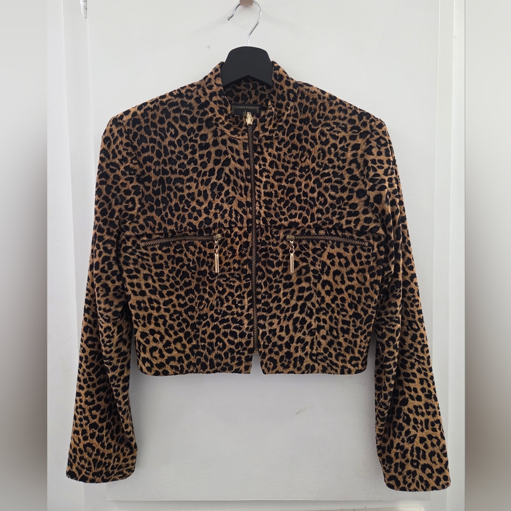 Vintage Leopard Print Women's Cropped Jacket